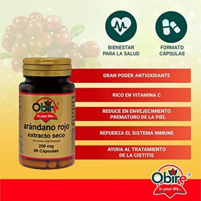 Arándano Rojo 200 mg 60 Cápsulas - Obire