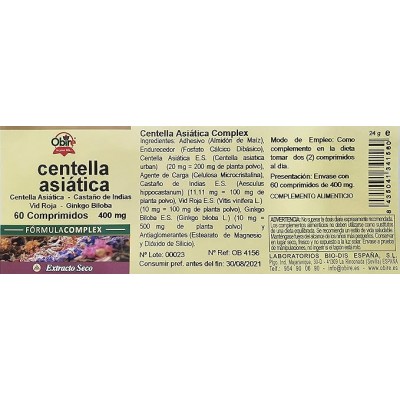 Centella Asiática Complex 400 mg - Obire