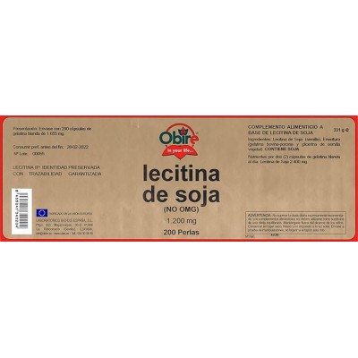 Lecitina de Soja 1200 mg - 200 Perlas Obire
