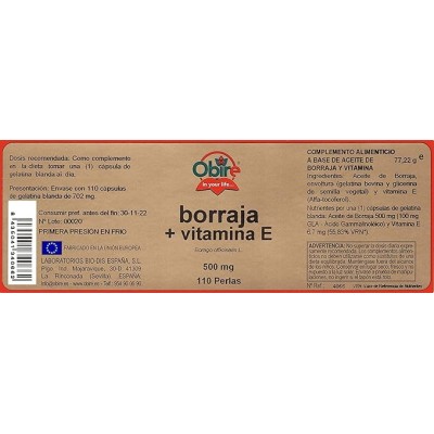 Borraja + Vitamina E 500 mg - Obire
