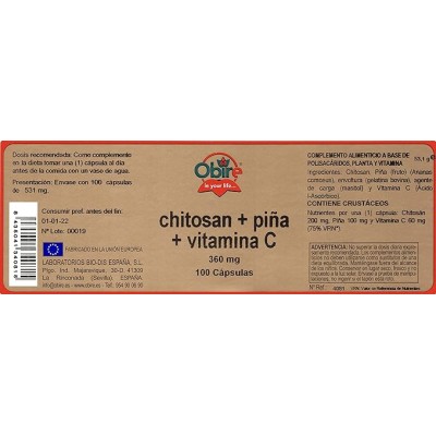 Chitosan Piña Vitamina C 360 mg - Obire