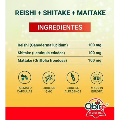 Reishi Shitake Maitake 300 mg - 90 Cápsulas