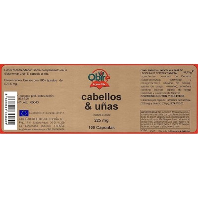 Cabelos y Uñas 225 mg - Suplemento Obire