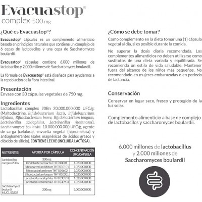 Evacuastop Complex 500 mg - Suplemento Digestivo