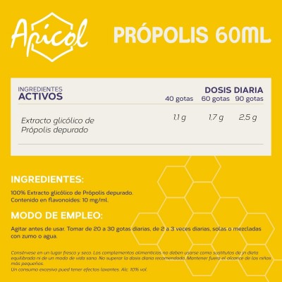 APICOL Extracto de Própolis 60 ml - Suplemento Natural