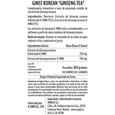 Ginseng Il Hwa Té - 100 Sobres de Calidad