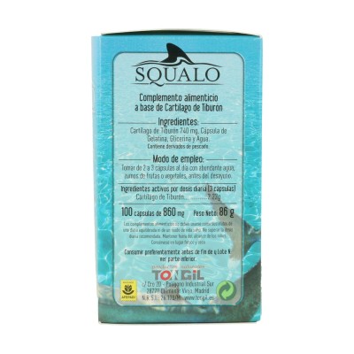 SQUALO 100% Cartílago Tiburón 100 caps - Suplemento Natural