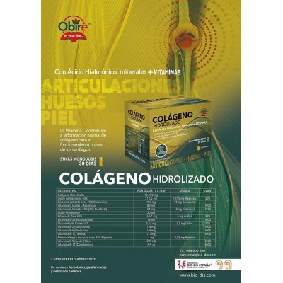 Colágeno Hidrolizado 30 Sticks Naranja Obire