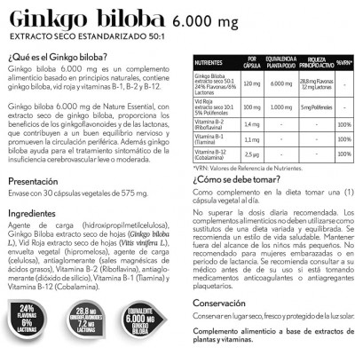 Ginkgo Biloba Ext Seco 6000 mg - 30 Cápsulas