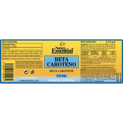 Beta-caroteno 8,2 mg - Suplemento Natural