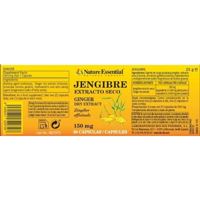Jengibre 150 mg Extracto Seco - Nature Essential