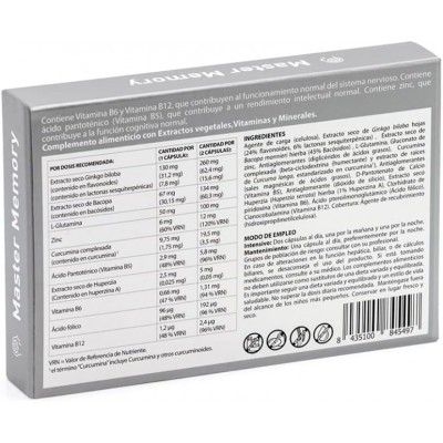 MASTER MEMORY 30 CAPS - Suplemento para la Concentración