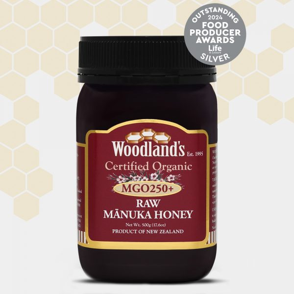 MIEL MANUKA WOODLANDS MGO 250+ 500g ORGANIC MONOFLORAL