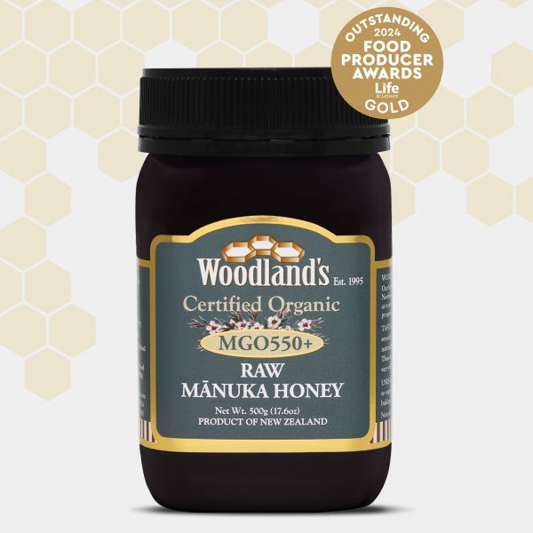 MIEL MANUKA WOODLANDS MGO 550+ 500g ORGANIC MONOFLORAL